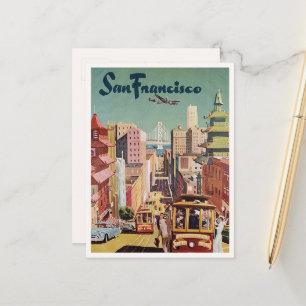 Illustratie van een vintage San Francisco kabeltra Briefkaart