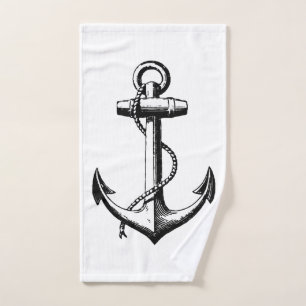 Illustratie van een vintage scheepsanker handdoek