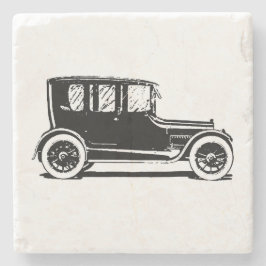 Illustratie van een vintage zwarte auto stenen onderzetter