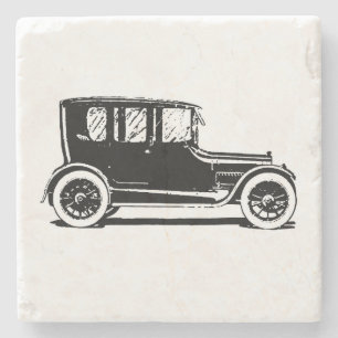 Illustratie van een vintage zwarte auto stenen onderzetter