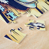 Illustratie van een vrouw die een puzzel maakt legpuzzel (Zijkant)