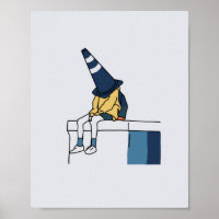 Illustratie van een vrouw die een verkeerskegel dr