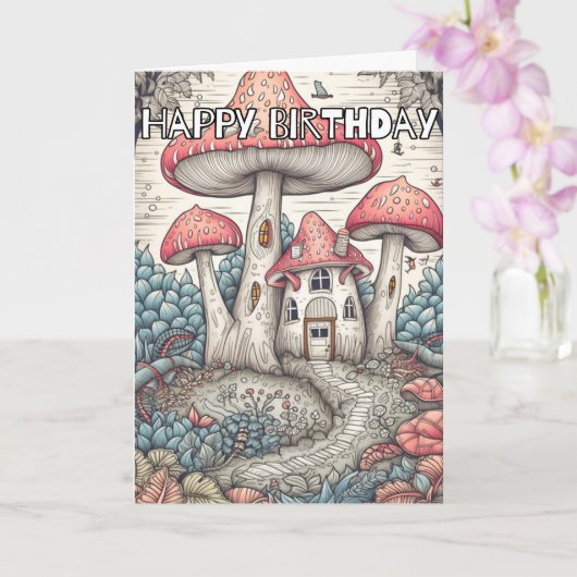 Illustratie van een wild abstract paddenstoelenbos kaart (Orchidee)