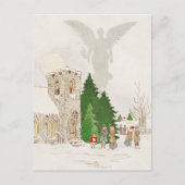 Illustratie van een witte kerst met een engel feestdagenkaart (Voorkant)