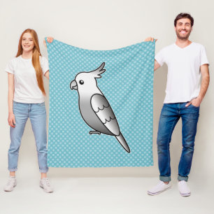 Illustratie van een witte parkiet uit een cartoon fleece deken
