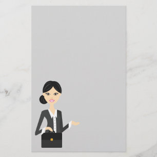 Illustratie van een zakelijke vrouw met zwart haar briefpapier