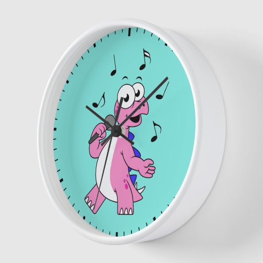 Illustratie van een zingende stegosaurus. (Hoek)