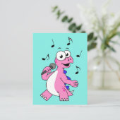 Illustratie van een zingende stegosaurus. briefkaart (Staand voorkant)