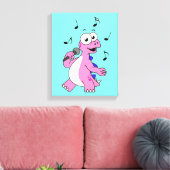 Illustratie van een zingende stegosaurus. canvas afdruk (Insitu (Woonkamer))