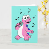 Illustratie van een zingende stegosaurus. kaart (Gele Bloem)