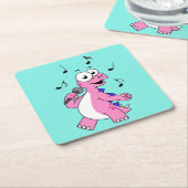 Illustratie van een zingende stegosaurus. kartonnen onderzetters (Schuin)