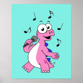 Illustratie van een zingende stegosaurus. poster (Voorkant)