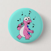 Illustratie van een zingende stegosaurus. ronde button 5,7 cm (Voorkant)