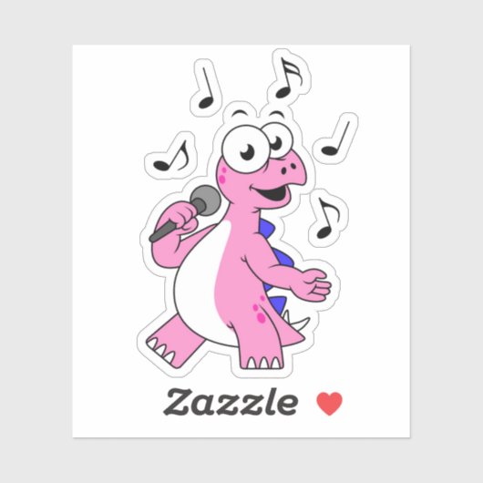 Illustratie van een zingende stegosaurus. sticker (Vel)