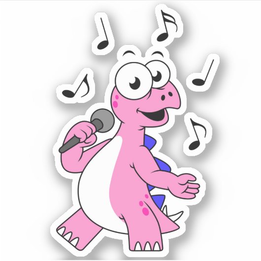 Illustratie van een zingende stegosaurus. sticker (Voorkant)