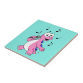 Illustratie van een zingende stegosaurus. tegeltje (Zijkant)