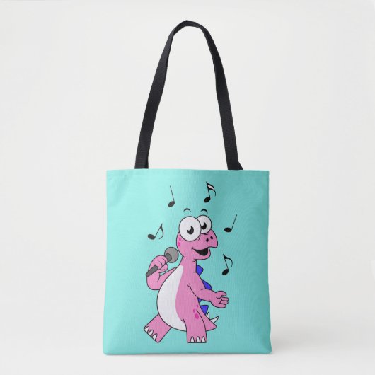 Illustratie van een zingende stegosaurus. tote bag (Voorkant)