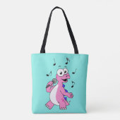 Illustratie van een zingende stegosaurus. tote bag (Achterkant)