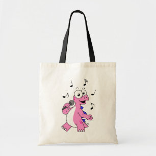 Illustratie van een zingende stegosaurus. tote bag