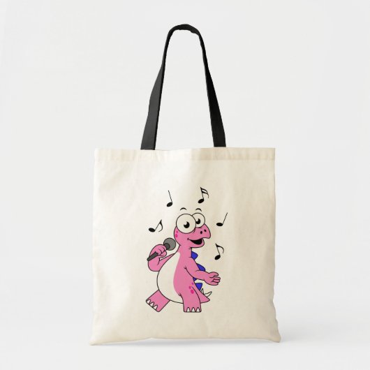 Illustratie van een zingende stegosaurus. tote bag (Voorkant)