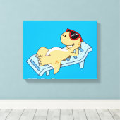 Illustratie van een zonnebadende Tyrannosaurus rex Canvas Afdruk (Insitu (Houten vloer))