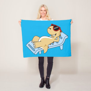 Illustratie van een zonnebadende Tyrannosaurus rex Fleece Deken