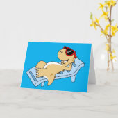 Illustratie van een zonnebadende Tyrannosaurus rex Kaart (Gele Bloem)