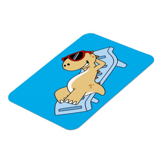 Illustratie van een zonnebadende Tyrannosaurus rex Magneet (Linkerzijde)