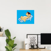 Illustratie van een zonnebadende Tyrannosaurus rex Poster (Thuiskantoor)