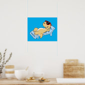Illustratie van een zonnebadende Tyrannosaurus rex Poster (Keuken)