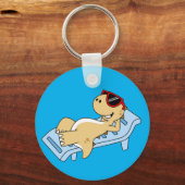 Illustratie van een zonnebadende Tyrannosaurus rex Sleutelhanger (Achterkant)