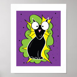 Illustratie van een Zwart Katje | Kinderdierenkuns Poster