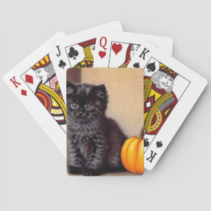 Illustratie van een zwarte kat uit de vintage Hall Pokerkaarten
