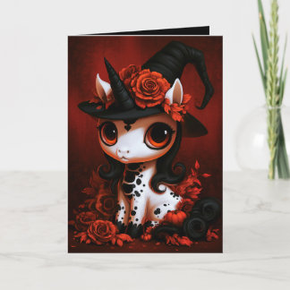 Illustratie van eenhoorn heks Halloween kostuum Kaart