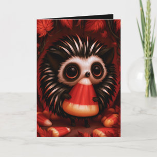 Illustratie van egel trick-or-treaten met Hallowee Kaart
