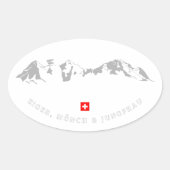Illustratie van Eiger, Mönch en Jungfrau Minimalis Ovale Sticker (Voorkant)