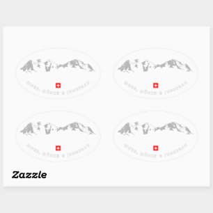 Illustratie van Eiger, Mönch en Jungfrau Minimalis Ovale Sticker