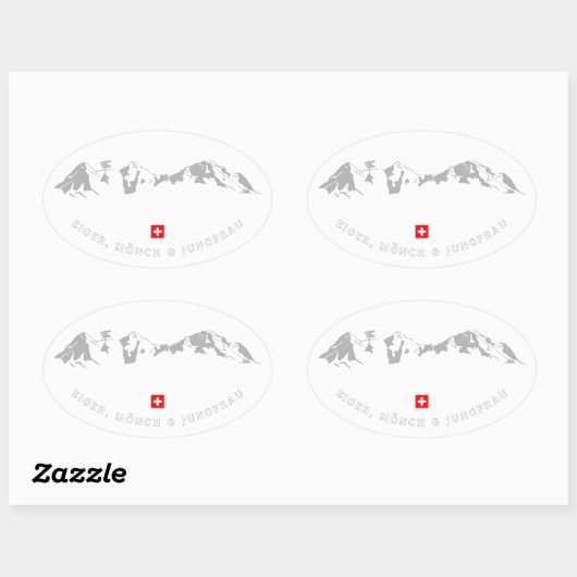 Illustratie van Eiger, Mönch en Jungfrau Minimalis Ovale Sticker (Vel)