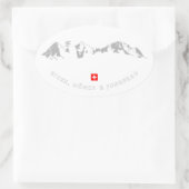 Illustratie van Eiger, Mönch en Jungfrau Minimalis Ovale Sticker (Tas)