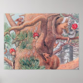 Illustratie van Elsa Beskow in het bos met kindere Poster (Voorkant)