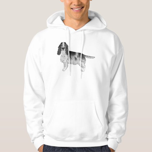 Illustratie van Engelse Cocker Spaniel in zwart-wi Hoodie (Voorkant)