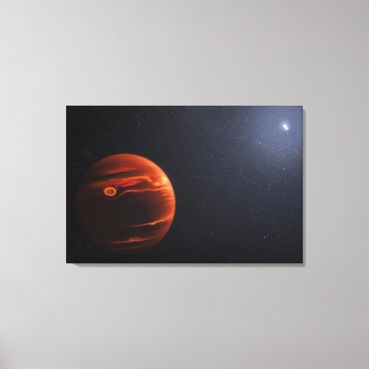 Illustratie van Exoplanet VHS 1256 B en zijn sterr Canvas Afdruk (Voorkant)