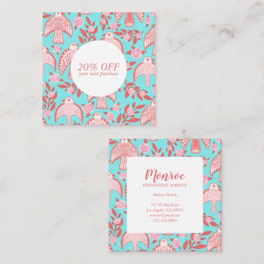 Illustratie van Falcons en Rozen Chic Elegant Kortingskaartje (Voorkant / Achterkant)