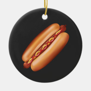 Illustratie van fastfood hotdog met aangepaste tek keramisch ornament