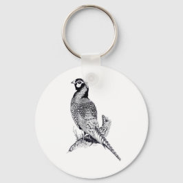 Illustratie van fazant op knoptoetsencombinatie sleutelhanger