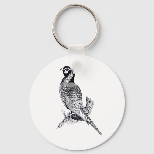 Illustratie van fazant op knoptoetsencombinatie sleutelhanger (Voorkant)