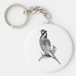 Illustratie van fazant op knoptoetsencombinatie sleutelhanger