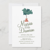 Illustratie van Fiddle Leaf Fig Boom Bruiloft Kaart (Voorkant)