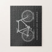 illustratie van fiets in zwart, persoonlijk geper legpuzzel (Verticaal)