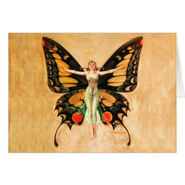 Illustratie van Flapper Butterfly-vliegende vrouw (Voorkant Horizontaal)